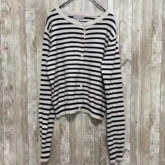 H&M ファインニットカーディガン　ボーダー 長袖　(M)