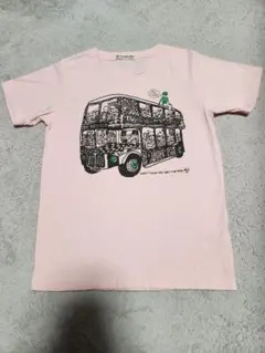 BEAMS HEART ピンク バスイラスト Tシャツ
