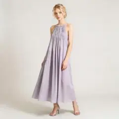 《新品》emmi ワッシャーフレアーワンピース ロング フレア ライトブルー S