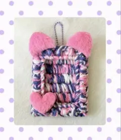 トレカケース ハンドメイド 編み物(猫耳・ハート)