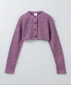 【美品】6 ROKU ミックス ショート カーディガン　ピンク