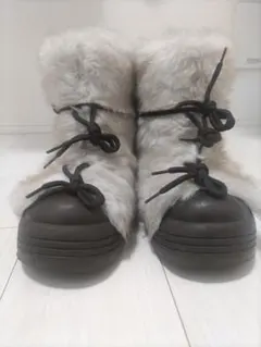 ファー付きカジュアルブーツ ライトグレー