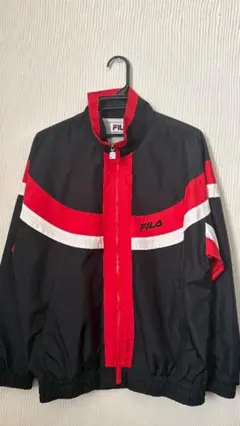 FILA ナイロンジャケット 黒/赤/白