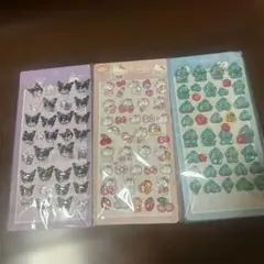 キャラクターシール 3シートセット　ハンギョ、クロミ、キティ