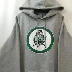 【XL相当/身幅60cm】チャンピオン パーカー グレー×緑 サッカー ゆるだぼ