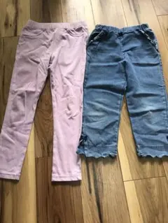 130サイズ ピンクとデニムのパンツセット