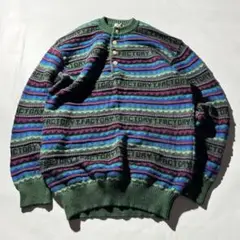 90s 3D design henry neck knit sweater