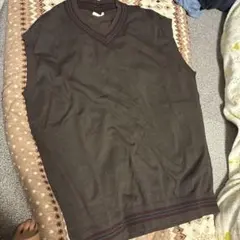 ダークブラウン Vネック ノースリーブベスト