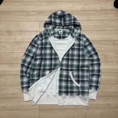 00s old UNIQLO check zip hoodie y2k