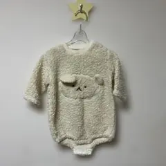 クリーム色 動物刺繍ロンパース 80サイズ