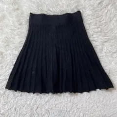 ZARA ザラ プリーツ風 ニットミニスカート S フレア ブラック