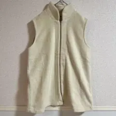 日本製 ウール100% ボアフリースベスト アイボリー アトリエE&M L相当