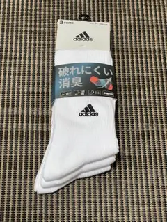 新品adidas ソックス靴下 3足セット 24-26cm 白ホワイト まとめ