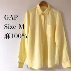 GAP ギャップ　リネンシャツ 麻シャツ　長袖 イエロー M 麻リネン100%のサムネイル