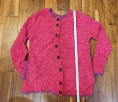 ピンク×パープル カーディガン レディース M-Lサイズ ポケット付き