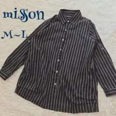 【misson】体型カバー ストライプ ロングシャツ M~L オーバーサイズ 黒