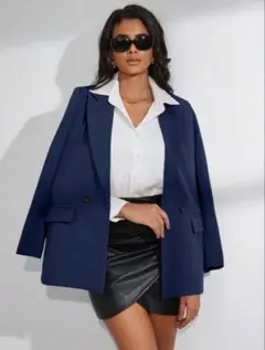 shein レディース ダブルブレスト カジュアルスーツジャケット