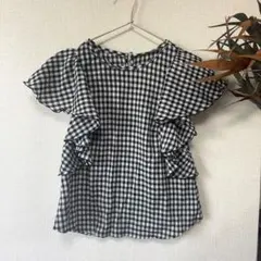 【COCODEAL】 ココディール　ギンガムチェック　フリル　スリーブブラウス