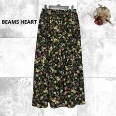 ビームスハート　美品　花柄ロングフレアスカート　ウエストゴム　フラワー　華やかのサムネイル