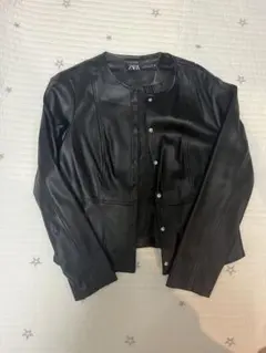 zara ペプラム ライダース フェイクレザージャケット