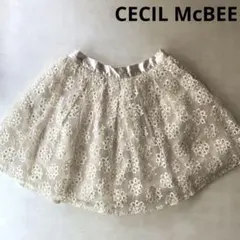CECIL McBEE セシルマクビー フラワー刺繍チュールフレアスカート M
