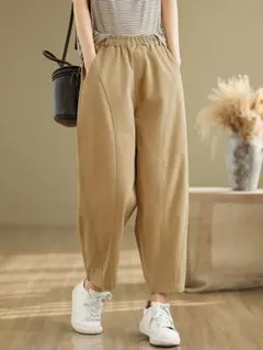 テーパードパンツ 切り替 カジュアル オシャレ ゆったり 着痩せ 3色展開