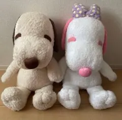 スヌーピー ぬいぐるみ 特大 ２つセット ブラウン・ピンク