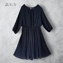 【a.v.v アーヴェヴェ】　プリーツスカートワンピース　お呼ばれ　オケージョン