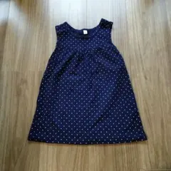 ネイビー 水玉模様 ノースリーブワンピース 80