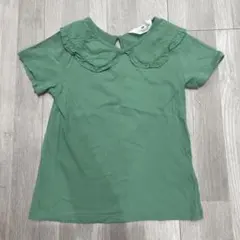 H&M フリル襟 半袖Tシャツ グリーン 122/128のサムネイル