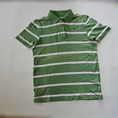 Hollister 緑/白ストライプ ポロシャツサイズLのサムネイル