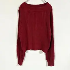 【RETRO GIRL】(M)リブデザインニットプルオーバー/無地/秋冬コーデ