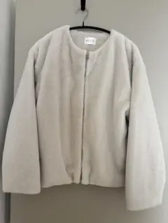 美品　ESSEME フェイクファージャケット　ファーコート　ノーカラー　L