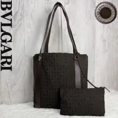 美品♡A4可♡デカロゴ♡ヘリンボーン♡BVLGARI ブルガリ トートバッグ 人気♡美品♡デカロゴ♡ヘリンボーン♡BVLGARI ブルガリ