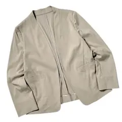 【美品】シップス　ノーカラージャケット　リネン混　ストレッチ　日本製　38のサムネイル