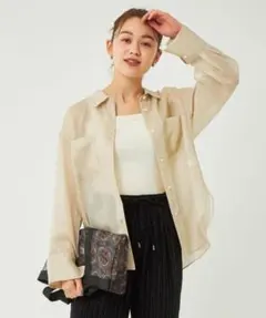 グリーンレーベルリラクシング　スリットスリーブ　シアー オーバー シャツ