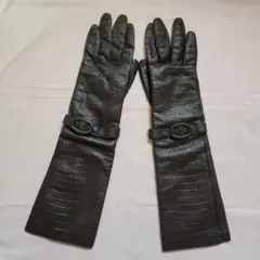 ★Le vernis ★レザー手袋　ダークブラウン 　ロング手袋　レディース