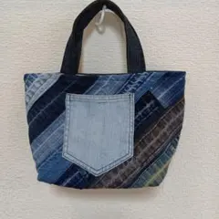 デニム　リメイクミニバッグ