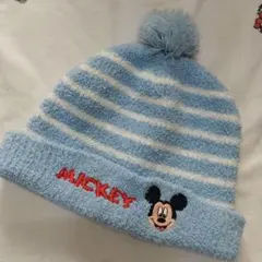 レディース・キッズ★ミッキーマウス ニット帽 水色