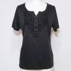✨新品✨ニューヨーカー フリル 半袖カットソー (L) ブラック リヨセルのサムネイル