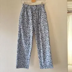 水色 カノコ柄 カジュアルパンツ ゴム 紐つき