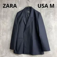♪ZARA ザラ　テーラード　ジャケット　ボタンなし　ダブル　メンズ　紺