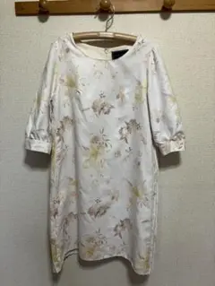 MICOAMERI ミコアメリ ワンピース プリーツ アイボリー 花柄 七分 F