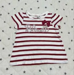 any FAM キッズ 半袖Tシャツ ボーダー リボン 100cm ロゴ 赤　白のサムネイル