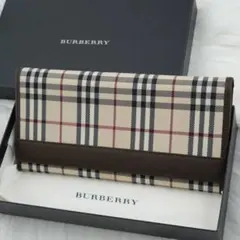 未使用展示品　箱付き　BURBERRY LONDON 長財布　ノバチェック　茶