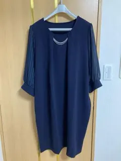 シフォン袖ワンピース 5L 大きいサイズ