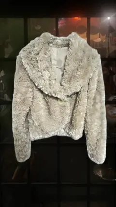 ベージュ 白 ファージャケット ファー コート クロップド丈 リアルファー