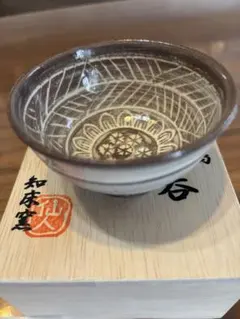 値下げ【知床窯 古式三島】酒盃 ぐい呑み 酒器 共箱 栞付 陶芸 民芸品のサムネイル