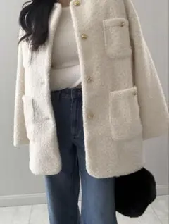 coca プードルボアノーカラーコート