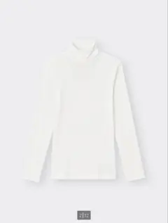 GU ストレッチリブタートルネックT 長袖 ホワイト Mサイズ